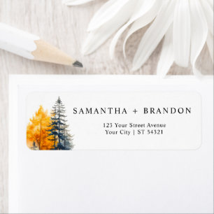 Fall forest, pine trees Return Address Label