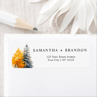 Fall forest, pine trees Return Address Label