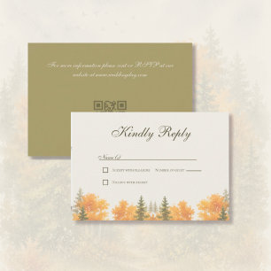 Fall Forest Pine Trees Wedding Response Card