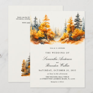 Fall Forest with QR Code Autumn Wedding Invitation