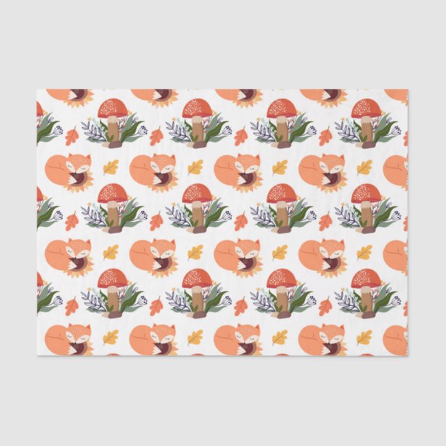Fall Fox Mushroom (Design 32 Yellow/Orange Series) Tissue Paper (Front)