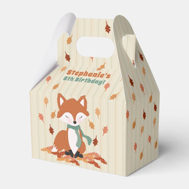 Fall Fox Woodland Birthday Favor Box (Back Side)