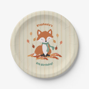 Fall Fox Woodland Birthday Paper Plate