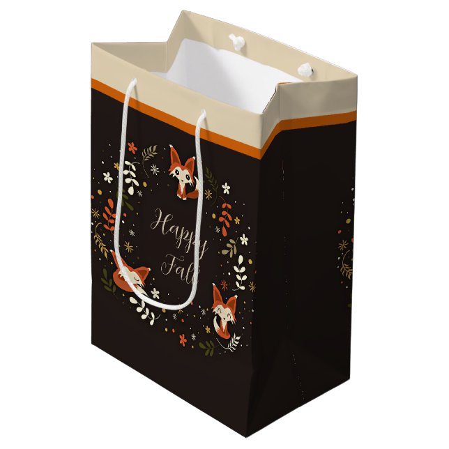 Fall Foxes with customizable text  Medium Gift Bag (Front Angled)