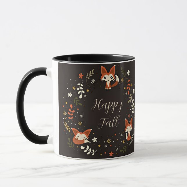 Fall Foxes with customizable text Mug (Left)