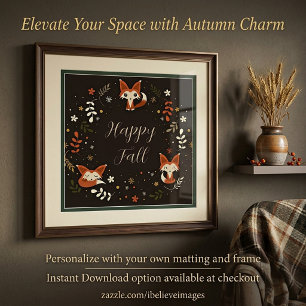 Fall Foxes with customizable text Poster