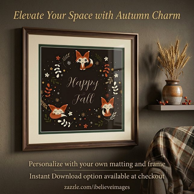 Fall Foxes with customizable text  Poster (Creator Uploaded)