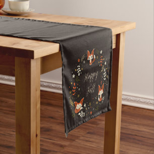 Fall Foxes with customizable text Short Table Runner
