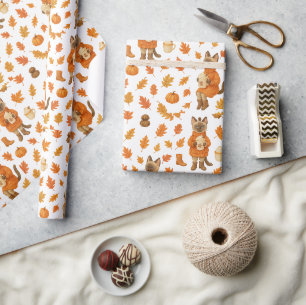 Fall friendsgiving wrapping paper
