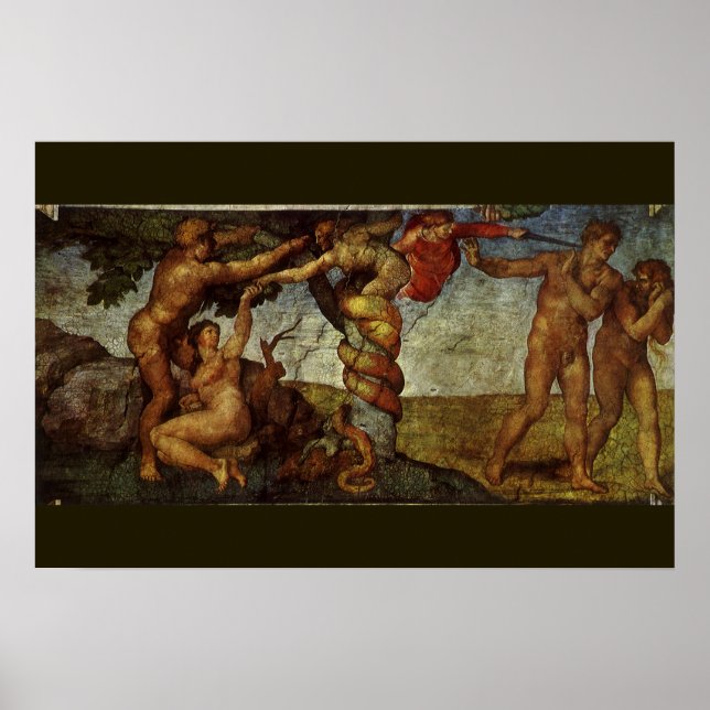 Fall from the Garden of Eden by Michelangelo Poster (Front)