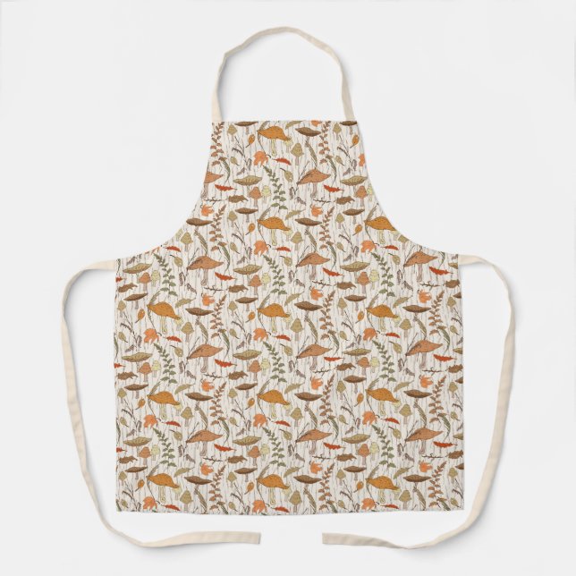 Fall Fungi and Leaves - seamless pattern. Apron (Front)