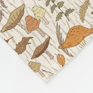 Fall Fungi and Leaves - seamless pattern. Fleece Blanket