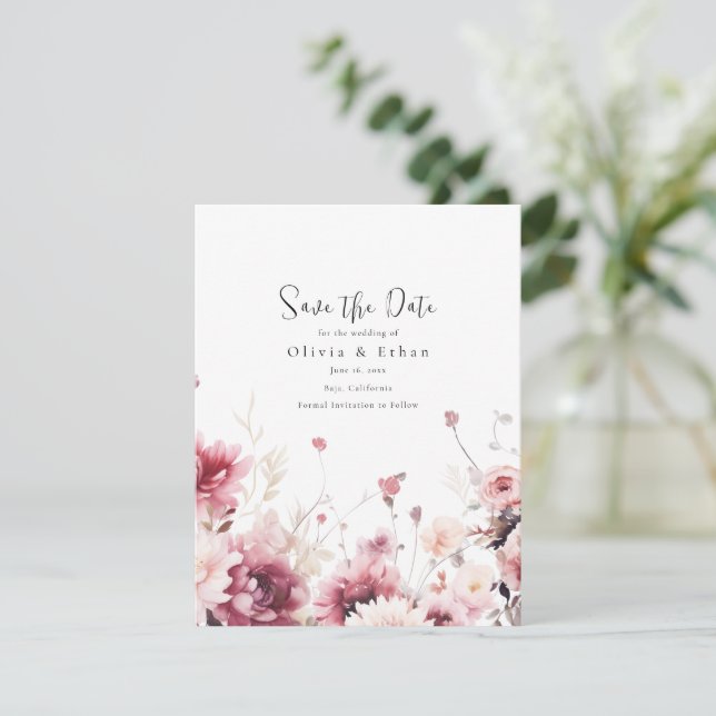 Fall Fuschia Wedding Save The Date (Standing Front)