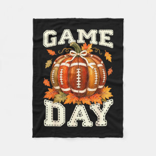 Fall game day football pumpkin autumn leaves men fleece blanket