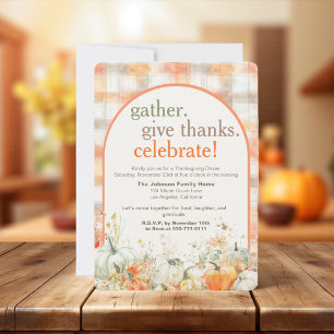 Fall Gathering Thanksgiving Invitations Gingham