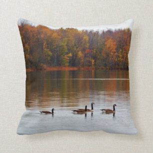 Fall Geese Reflections Throw Pillow