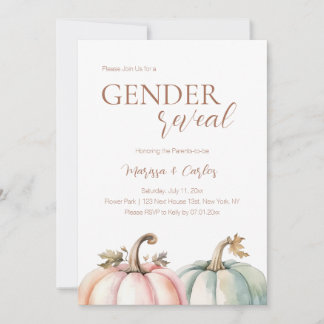 Fall Gende Reveal Pastel Pumpkin Invitation