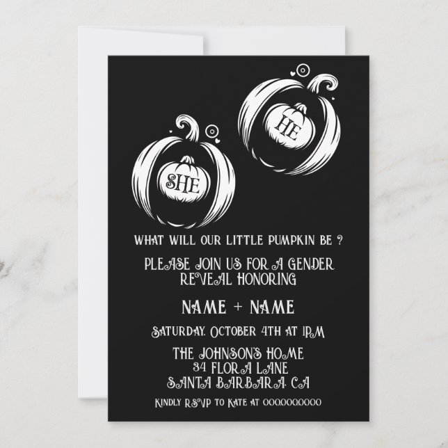 Fall Gender Reveal | Gender Neutral Little Pumpkin Invitation (Front)