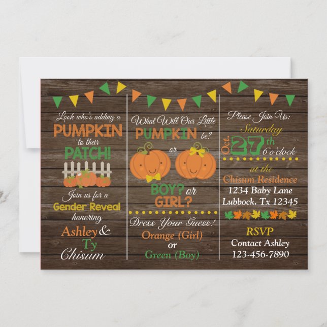 Fall Gender Reveal Invitation (Front)