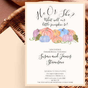 Fall Gender Reveal Little Pumpkin Theme Invitation