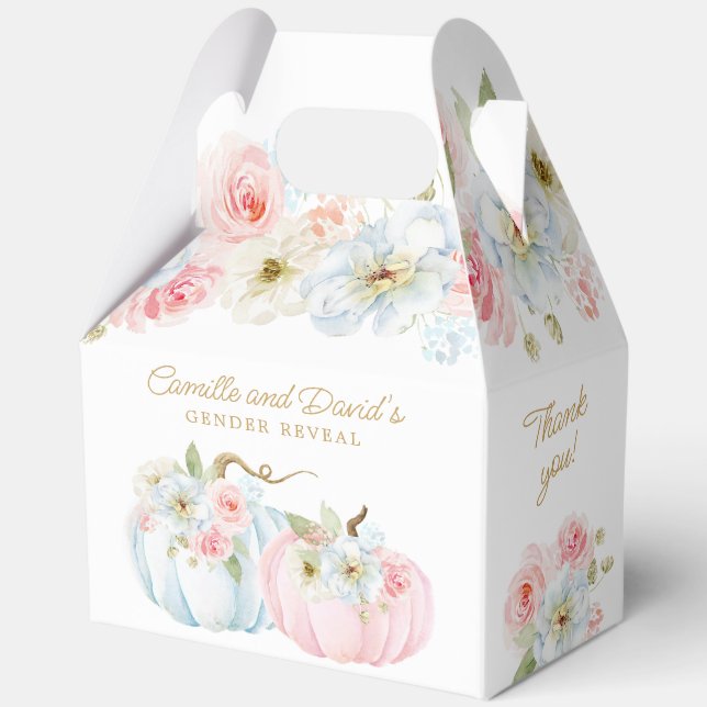 Fall Gender Reveal Pumpkin Baby Shower Favor Box (Front)