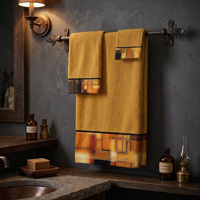 Fall geometric bath towel set (Creator Uploaded)