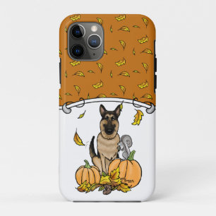Fall German Shepherd Dog (black tan) Pumpkins Cute iPhone 11 Pro Case