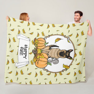 Fall German Shepherd Dog (black tan) Pumpkins Cute Fleece Blanket