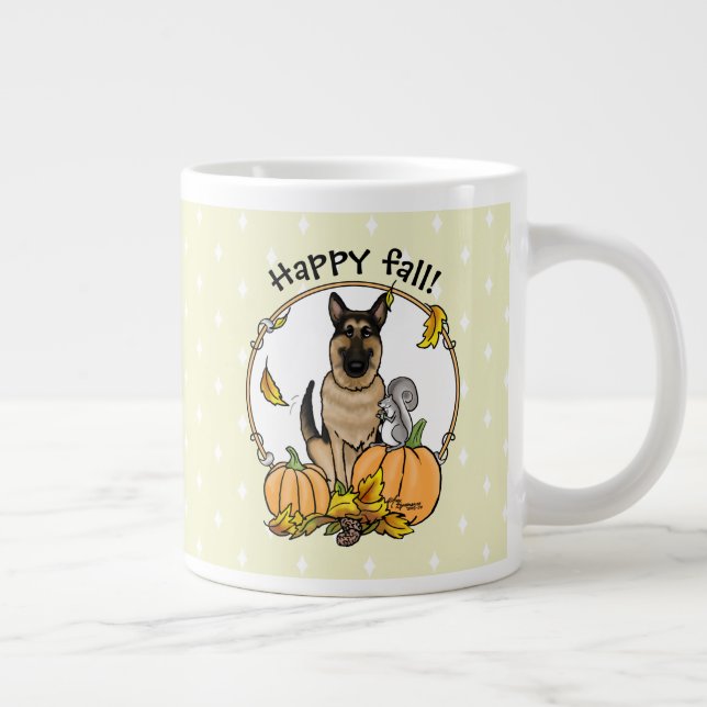Fall German Shepherd Dog (black tan) Pumpkins Cute Large Coffee Mug (Right)