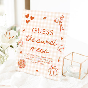 Fall Gingham Cutie Pie Guess the Sweet Mess Game Pedestal Sign