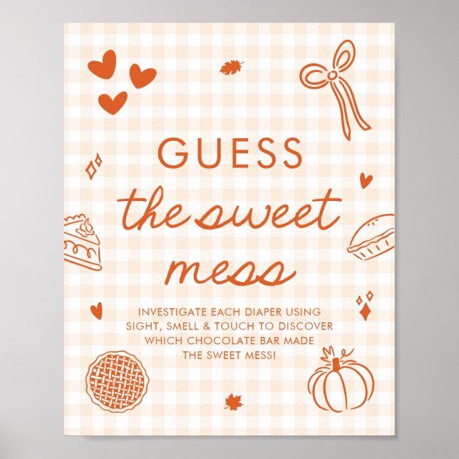 Fall Gingham Cutie Pie Guess the Sweet Mess Game Poster (Front)