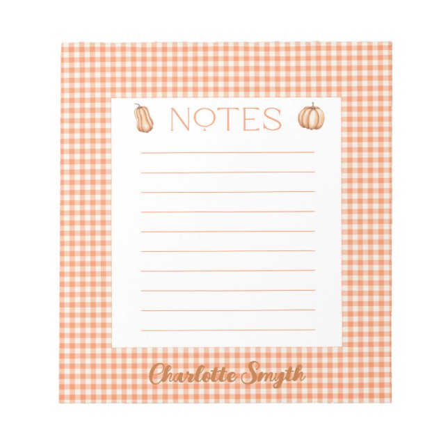 Fall Gingham Notepad (Front)