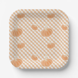 Fall Gingham Pumpkin – Thanksgiving Paper Plate
