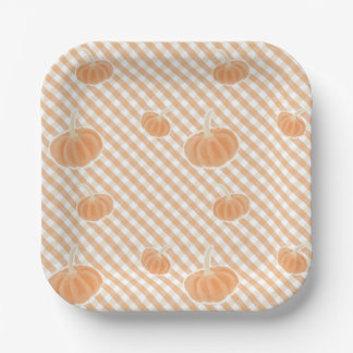 Fall Gingham Pumpkin – Thanksgiving Paper Plate