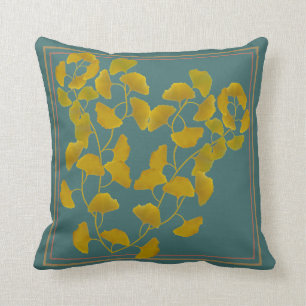Fall Ginkgo Leaves Throw Pillow