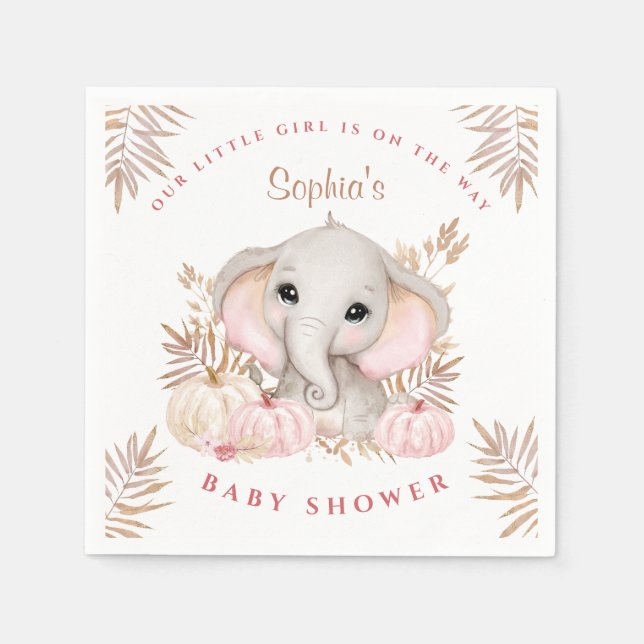 Fall Girl Baby Shower Paper Napkins (Front)