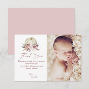 Fall Girl's Little Pumpkin Baby Shower Photo Thank You Card