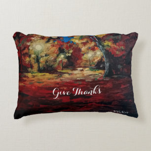 Fall Give Thanks Abstract Art Accent Pillow
