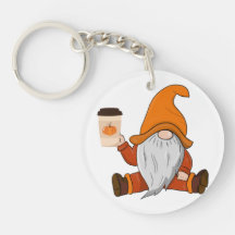 Fall Gnome and coffee cup keychain