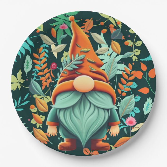 Fall Gnome Paper Plate (Front)