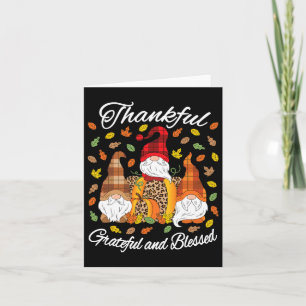 Fall Gnome Plaid Leopard Pumpkin Thanksgiving Bles Card