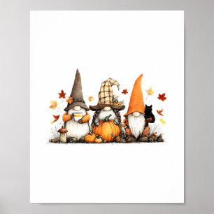 Fall Gnome Pumpkin Turkey Thanksgiving Autumn Fall Poster