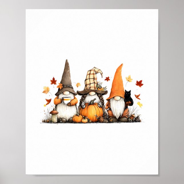 Fall Gnome Pumpkin Turkey Thanksgiving Autumn Fall Poster (Front)
