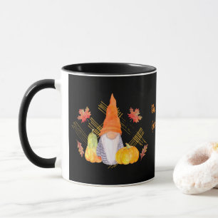 Fall Gnome Thanksgiving  Mug With Black Background