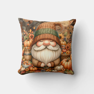Fall Gnome Throw Pillow Cover – Cozy Autumn Decor 