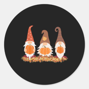 Fall Gnomes And Autumn Leaves Cute Graphic  Classic Round Sticker