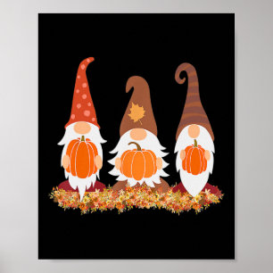 Fall Gnomes and Autumn Leaves Cute Graphic Gifts  Poster