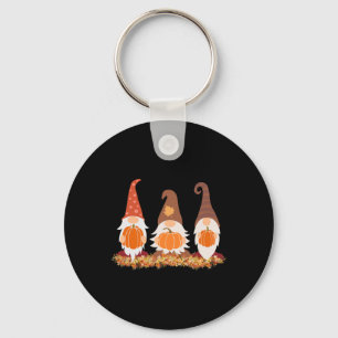 Fall Gnomes And Autumn Leaves Cute Graphic  Keychain