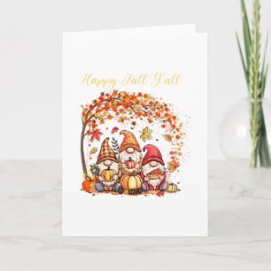 Fall Gnomes Happy Fall Yall Autumn Leaves Tree Tha Card