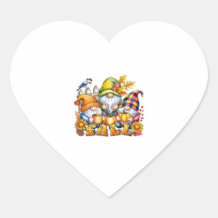 Fall Gnomes Sublimation Autumn Love Classic T-Shir Heart Sticker